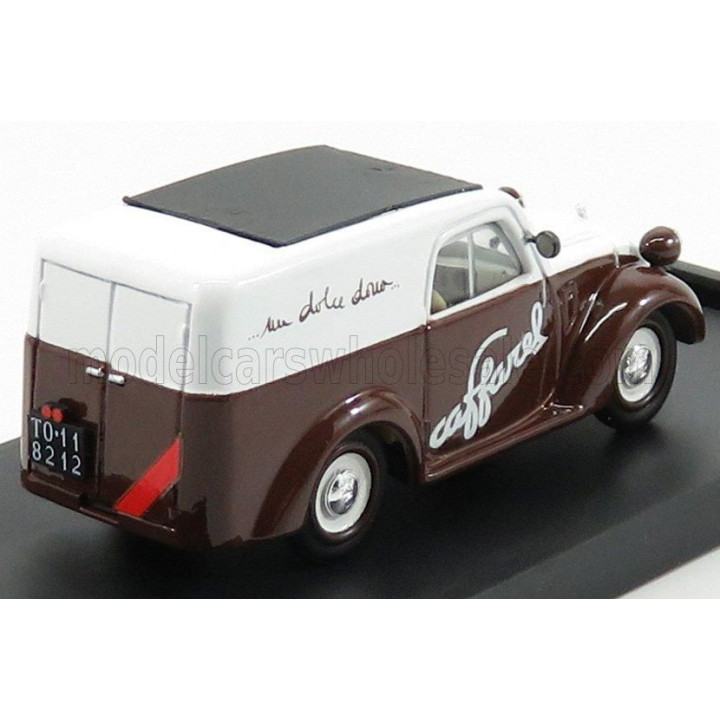 BRUMM FIAT 500B VAN PUBBLICITARIO CAFFAREL CIOCCOLATO 1950 - BROWN WHITE 1/43