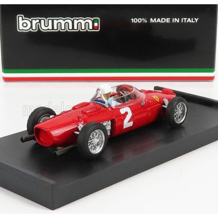 BRUMM FERRARI F1  156 N 2 ITALY GP PHIL HILL 1961 WORLD CHAMPION - WITH DRIVER FIGURE - RED 1/43