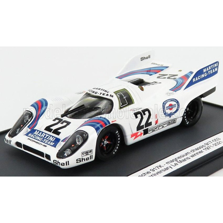 BRUMM PROM PORSCHE 917K 4.9L TEAM MARTINI RACING N 22 WINNER 24h LE MANS 1971 HELMUT MARKO - GIJS VAN LENNEP - WHITE BLUE RED 1/