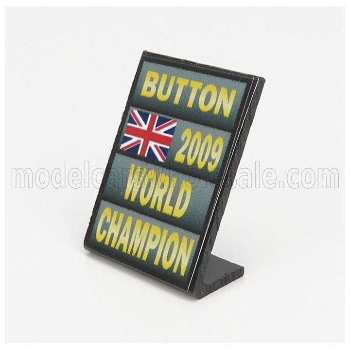 CARTRIX ACCESSORIES F1  WORLD CHAMPION PLATE PIT BOARD - BRAWN GP MERCEDES BGP001 N 22 SEASON 2009 JENSON BUTTON - GREY BLACK YE