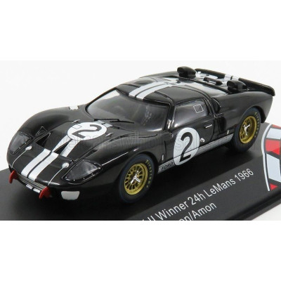 CMR FORD USA GT40 MKII 7.0L V8 TEAM SHELBY AMERICAN INC. N 2 WINNER 24h LE MANS 1966 B.McLAREN - C.AMON - BLACK SILVER 1/43