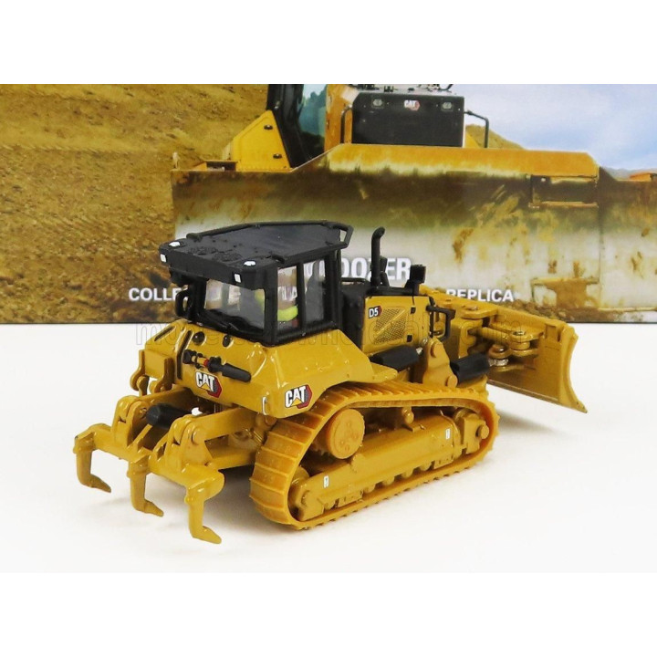 DM MODELS CATERPILLAR CATD5 DOZER RUSPA CINGOLATA - SCRAPER TYPE TRACTOR - YELLOW BLACK 1/87