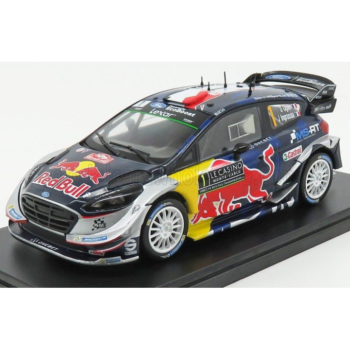 EDICOLA FORD ENGLAND FIESTA WRC TEAM M-SPORT N 1 WINNER RALLY MONTECARLO WORLD CHAMPION 2017 S.OGIER - J.INGRASSIA - BLUE RED YE