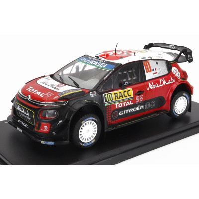 EDICOLA CITROEN C3 WRC ABU DHABI N 10 WINNER RALLY CATALUNYA COSTA DAURADA 2018 SEBASTIAN LOEB - DANIEL ELENA - BLACK RED WHITE 
