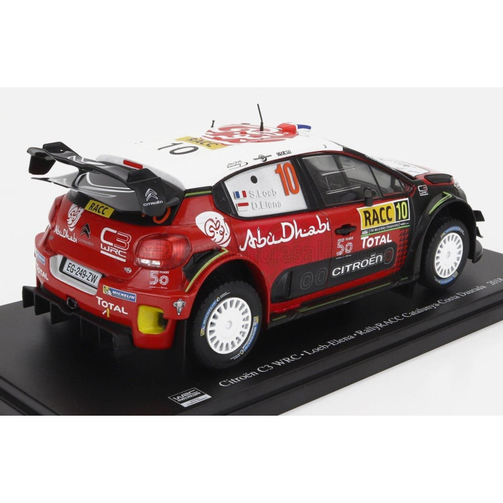 EDICOLA CITROEN C3 WRC ABU DHABI N 10 WINNER RALLY CATALUNYA COSTA DAURADA 2018 SEBASTIAN LOEB - DANIEL ELENA - BLACK RED WHITE 