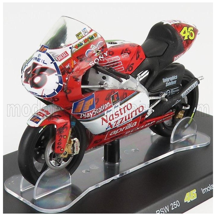 EDICOLA APRILIA RSW 250cc N 46 WORLD CHAMPION SEASON 1999 VALENTINO ROSSI - RED WHITE BLACK 1/18