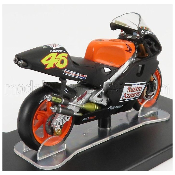EDICOLA HONDA NSR500 TEAM NASTRO AZZURRO N 46 TEST VALENCIA 2000 VALENTINO ROSSI - BLACK ORANGE 1/18