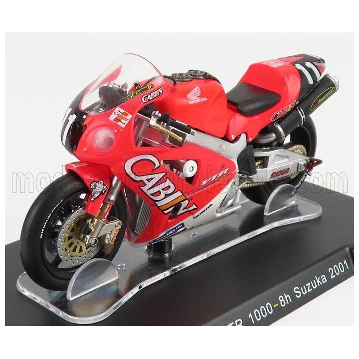 EDICOLA HONDA VTR1000 TEAM CABIN  HONDA N 11 WINNER 8h SUZUKA 2001 VALENTINO ROSSI - RED WHITE 1/18