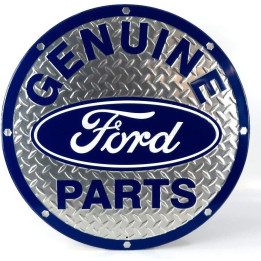 EDICOLA ACCESSORIES METAL ROUND PLATE - FORD GENUINE PARTS DIAMOND PLATE - BLUE SILVER 1/1