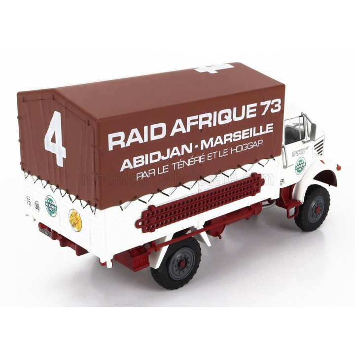 EDICOLA BERLIET L64 TRUCK TELONATO N 4 RALLY RAID AFRIQUE ABIDJAN - MARSEILLE 2-ASSI 1963 - WHITE BROWN 1/43