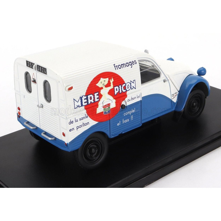 EDICOLA CITROEN 2CV VAN FOURGONETTE MERE PICON 1958 - WITHOUT CARD BOX - SENZA SCATOLA - WHITE BLUE 1/24