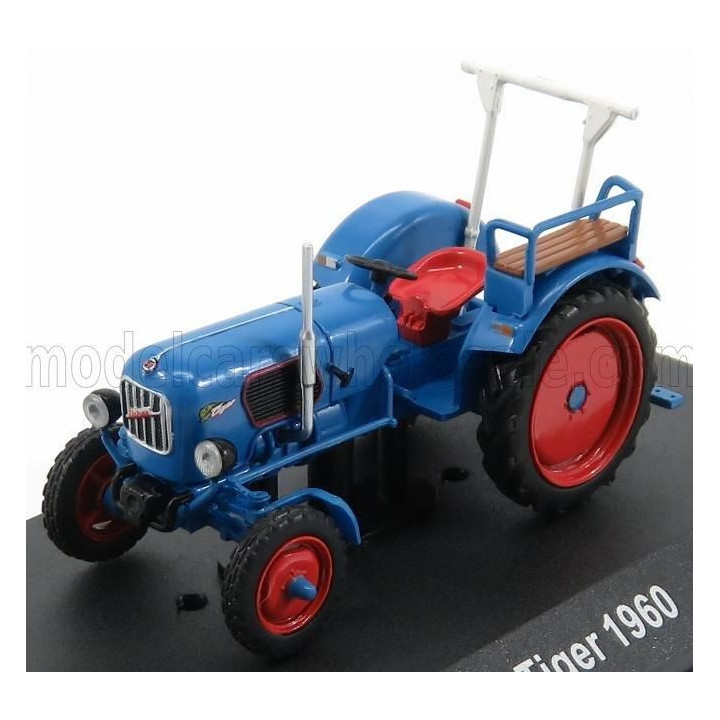 EDICOLA EICHER TIGER TRACTOR 1960 - CON VETRINA - WITH SHOWCASE - BLUE RED 1/43