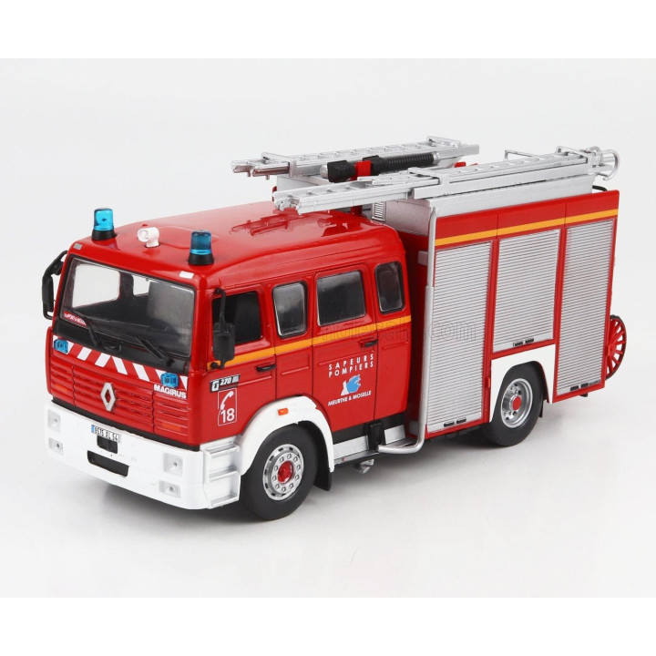 EDICOLA RENAULT G270 DOUBLE CABINE TANKER TRUCK FPTSR SAPEURS POMPIERS FRANCE 1993 - RED WHITE SILVER 1/43