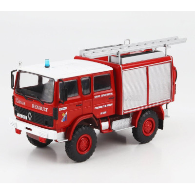 EDICOLA RENAULT 95.130 4x4 FPT DOUBLE CABINE TANKER TRUCK SAPEURS POMPIERS 1992 - RED WHITE SILVER 1/43