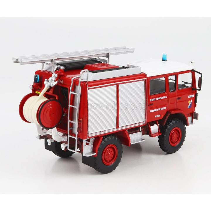 EDICOLA RENAULT 95.130 4x4 FPT DOUBLE CABINE TANKER TRUCK SAPEURS POMPIERS 1992 - RED WHITE SILVER 1/43