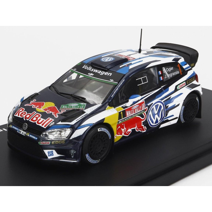 EDICOLA VOLKSWAGEN POLO R WRC TEAM VOLKSWAGEN MOTORSPORT RED BULL N 1 WINNER RALLY WALES GB 2016 S.OGIER - J.INGRASSIA - BLUE WH