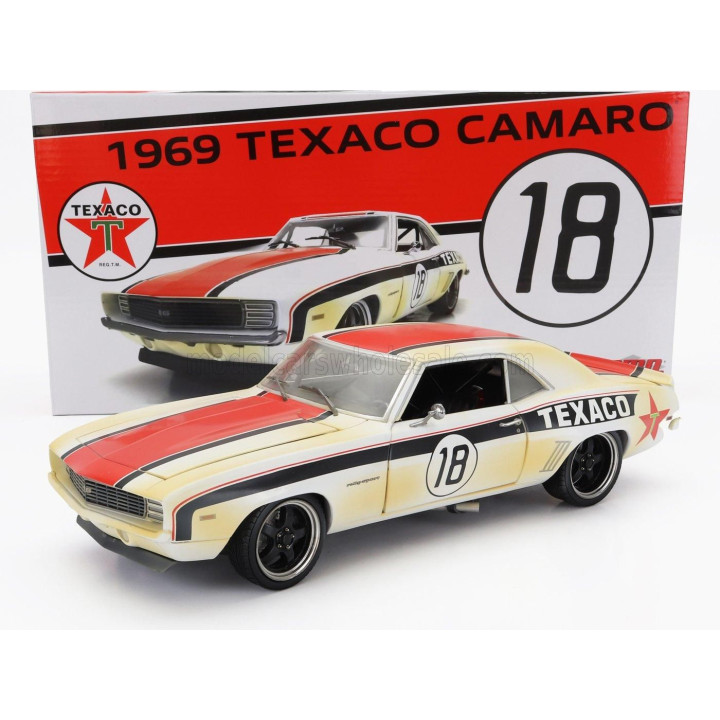 GMP CHEVROLET CAMARO RS COUPE N 18 TEXACO RACING 1969 - WHITE RED BLACK 1/18