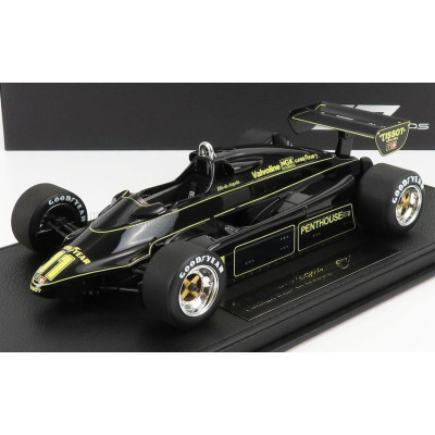 GP REPLICAS LOTUS F1  91 N 11 SEASON 1982 E.DE ANGELIS - CON VETRINA - WITH SHOWCASE - BLACK 1/18