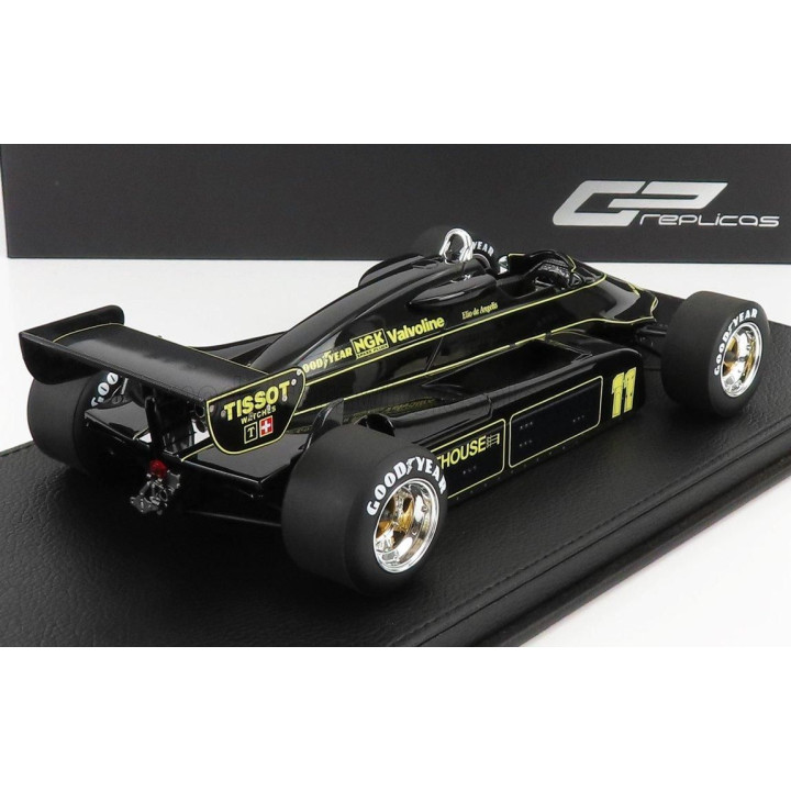 GP REPLICAS LOTUS F1  91 N 11 SEASON 1982 E.DE ANGELIS - CON VETRINA - WITH SHOWCASE - BLACK 1/18