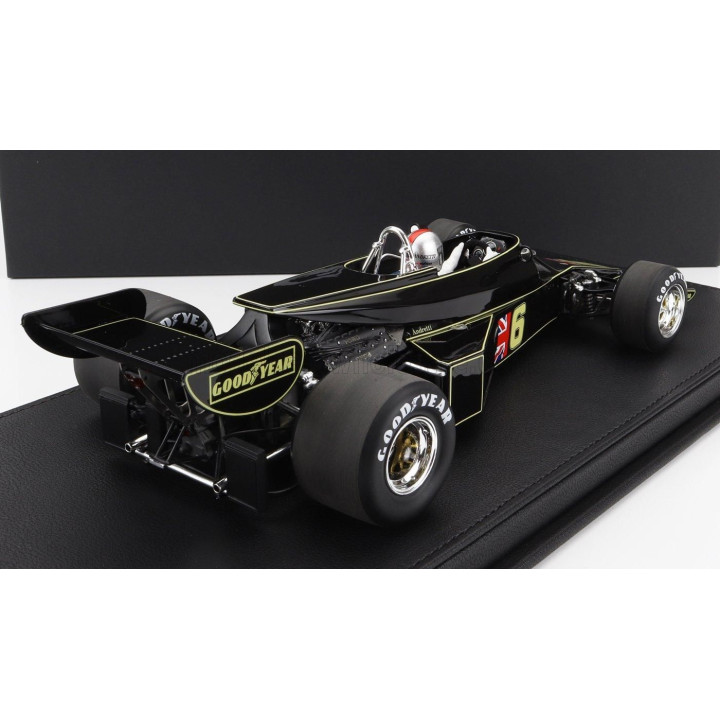 GP REPLICAS LOTUS F1 77 JOHN PLAYER TEAM LOTUS N 6 BRAZILIAN GP (with pilot figure) 1976 MARIO ANDRETTI - JPS BLACK GOLD 1/18