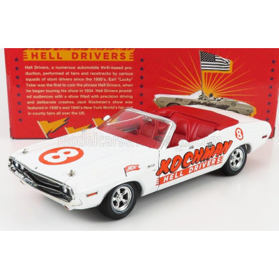 GREENLIGHT DODGE CHALLENGER CONVERTIBILE KOCHMAN HELL DRIVERS 1970 - WHITE RED 1/18