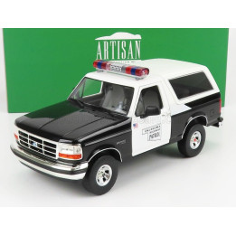 GREENLIGHT FORD USA BRONCO OKLAHOMA HIGHWAY PATROL POLICE 1996 - BLACK WHITE 1/18