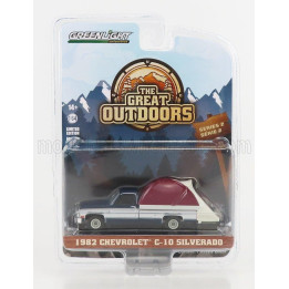 GREENLIGHT CHEVROLET C-10 SILVERADO PICK-UP 1982 - THE GREAT OUTDOORS - SILVER BLUE 1/64