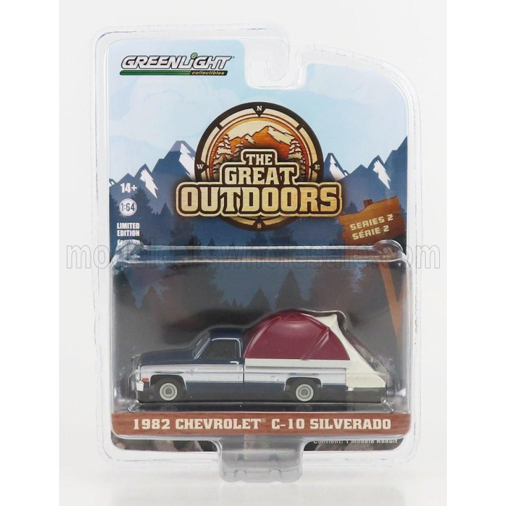 GREENLIGHT CHEVROLET C-10 SILVERADO PICK-UP 1982 - THE GREAT OUTDOORS - SILVER BLUE 1/64