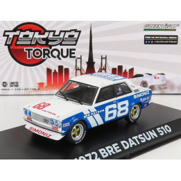 GREENLIGHT DATSUN 510 BRE N 68 RACING 1972 P.GREGG - WHITE BLUE 1/43
