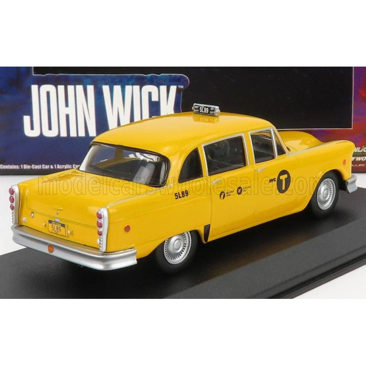 GREENLIGHT CHECKER MARATHON TAXI 1974 - JOHN WICK III PARABELLUM MOVIE - YELLOW 1/43