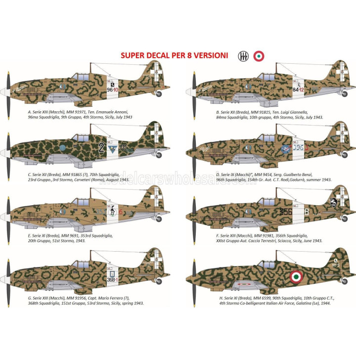 ITALERI MACCHI MC.202 FOLGORE AIRPLANE WWII ITALIA MILITARY (DECAL PER 8 VERSIONI) 1940 1/32