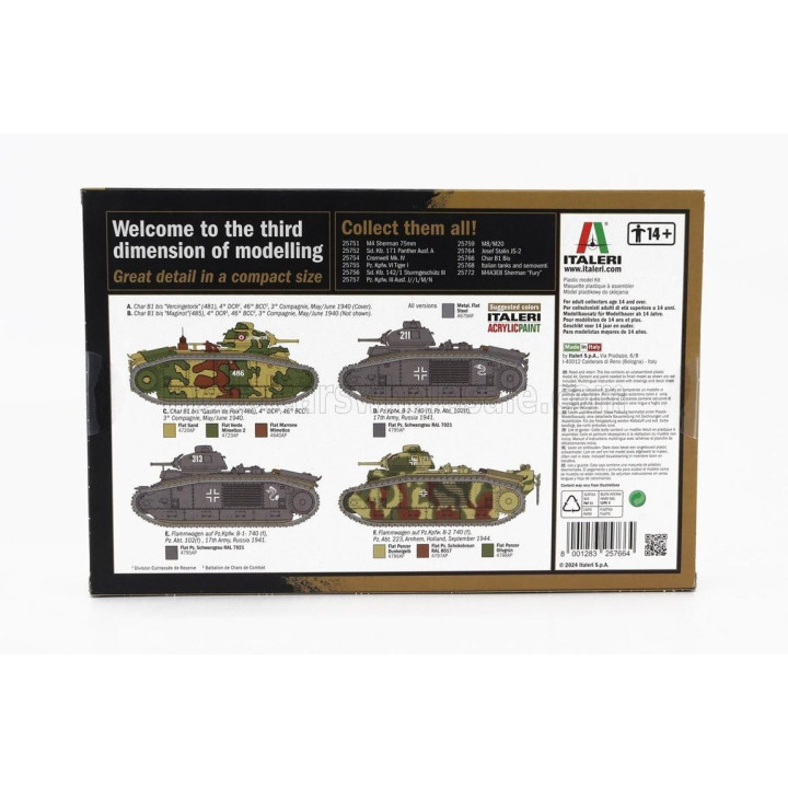 ITALERI TANK CHAR B1 BIS MILITARY 1935 1/56