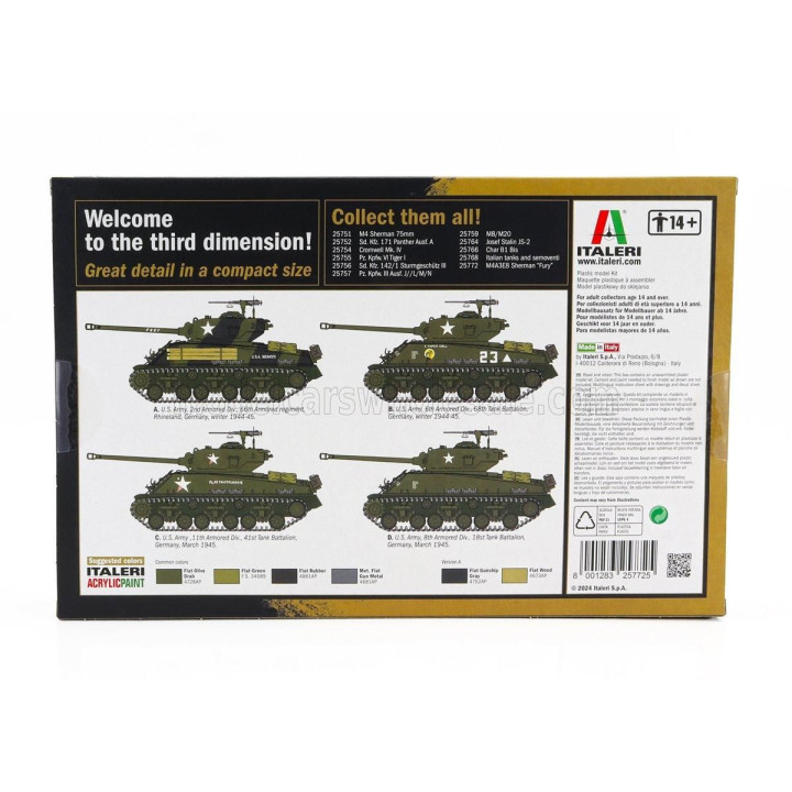 ITALERI TANK M4A3E8 SHERMAN MILTARY 1945 1/56