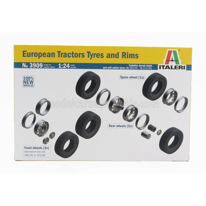 ITALERI ACCESSORIES SET 8X EUROPEAN TIRES AND RIMS FOR TRUCK 1/24