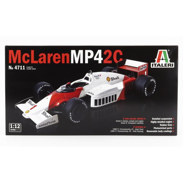 ITALERI McLAREN F1  MP42C N 1 WORLD CHAMPION ALAIN PROST + N 2 KEKE ROSBERG SEASON 1986 - WHITE RED 1/12