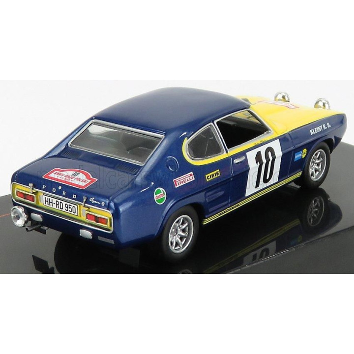 IXO MODELS FORD ENGLAND CAPRI 2600 RS N 10 RALLY RAJD POLSKI 1972 W.ROHRL - BLUE YELLOW 1/43