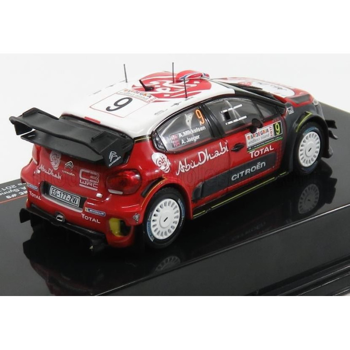 IXO MODELS CITROEN C3 WRC ABU DHABI N 9 RALLY SARDEGNA 2017 A.MIKKELSEN - A.SYNNEVAAG - RED WHITE GREY 1/43