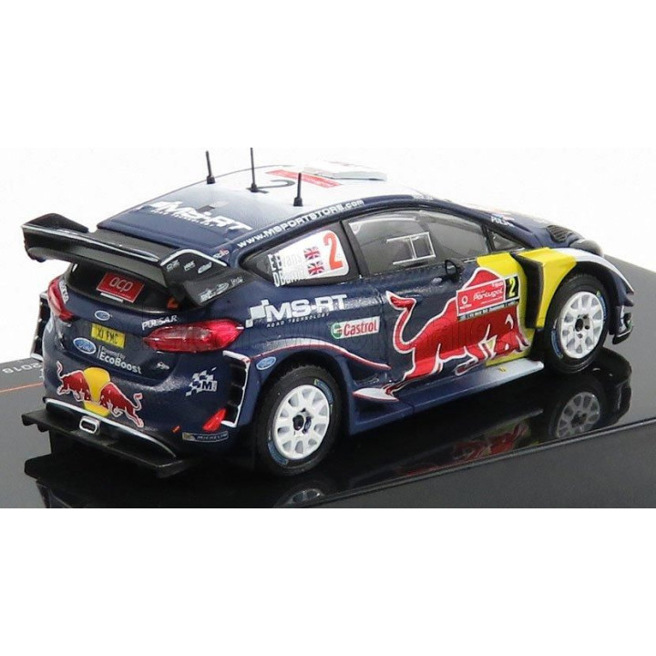 IXO MODELS FORD ENGLAND FIESTA WRC RED BULL N 2 RALLY DE PORTUGAL 2018 E.EVANS - D.BARRITT - BLUE RED YELLOW 1/43