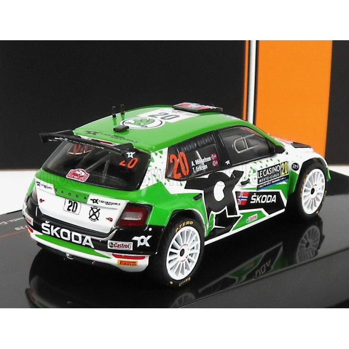 IXO MODELS ŠKODA FABIA RALLY2 EVO N 20 RALLY MONTECARLO 2022 A.MIKKELSEN - E.TORSTEIN - GREEN WHITE BLACK 1/43