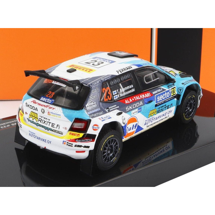 IXO MODELS ŠKODA FABIA RALLY2 EVO N 23 RALLY FINLAND 2022 T.ASUNMAA - V.MANNISENMAKI - LIGHT BLUE WHITE 1/43