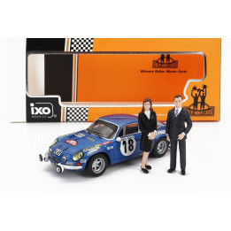 IXO MODELS RENAULT ALPINE A110 1800S N 18 WINNER RALLY MONTECARLO 1973 WITH FIGURE J.C.ANDRUET - M.PETIT - BLUE 1/43