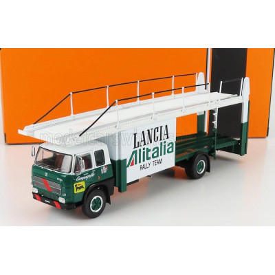 IXO MODELS FIAT 673 TRUCK CAR TRANSPORTER TEAM LANCIA ALITALIA RALLY 1976 - GREEN WHITE 1/43