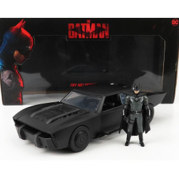 JADA BATMAN BATMOBILE WITH FIGURE 2022 - THE BATMAN MOVIE - MATT BLACK 1/18