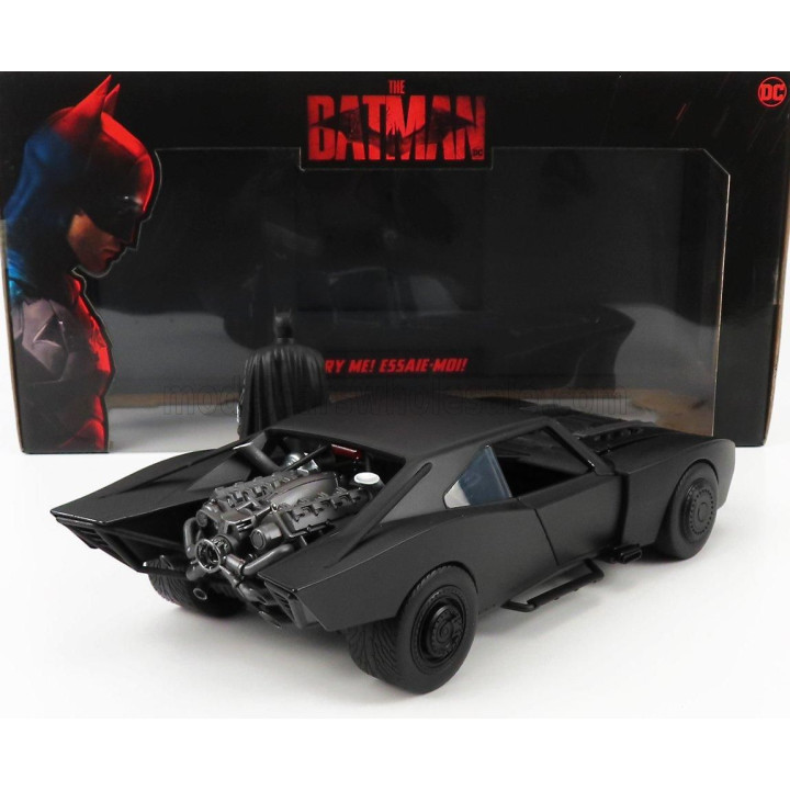 JADA BATMAN BATMOBILE WITH FIGURE 2022 - THE BATMAN MOVIE - MATT BLACK 1/18