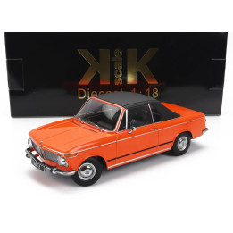 KK SCALE BMW 1600-2 CABRIOLET 1968 - WITH REMOVABLE SOFT-TOP - ORANGE 1/18