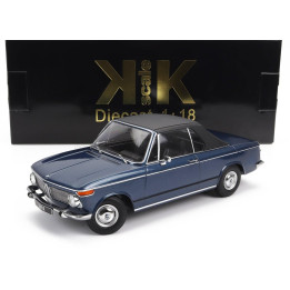 KK SCALE BMW 2002 CABRIOLET 1968 - WITH REMOVABLE SOFT-TOP - BLUE MET 1/18