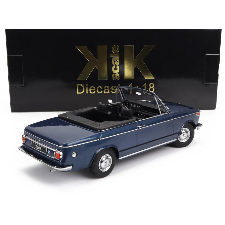 KK SCALE BMW 2002 CABRIOLET 1968 - WITH REMOVABLE SOFT-TOP - BLUE MET 1/18