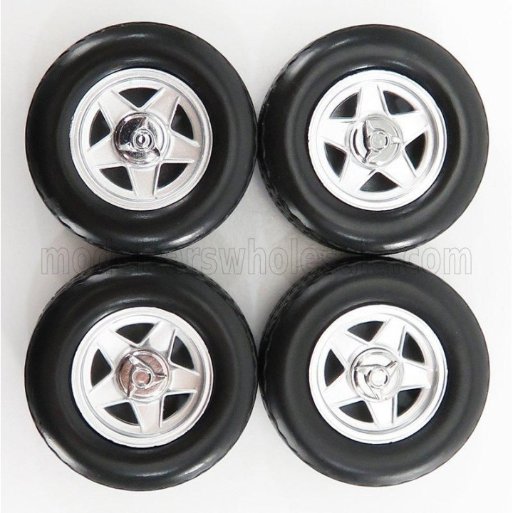 KK SCALE ACCESSORIES FERRARI 512BB -365GT4/BB - 4X WHEELS AND TYRE SET 1973 - BLACK 1/18