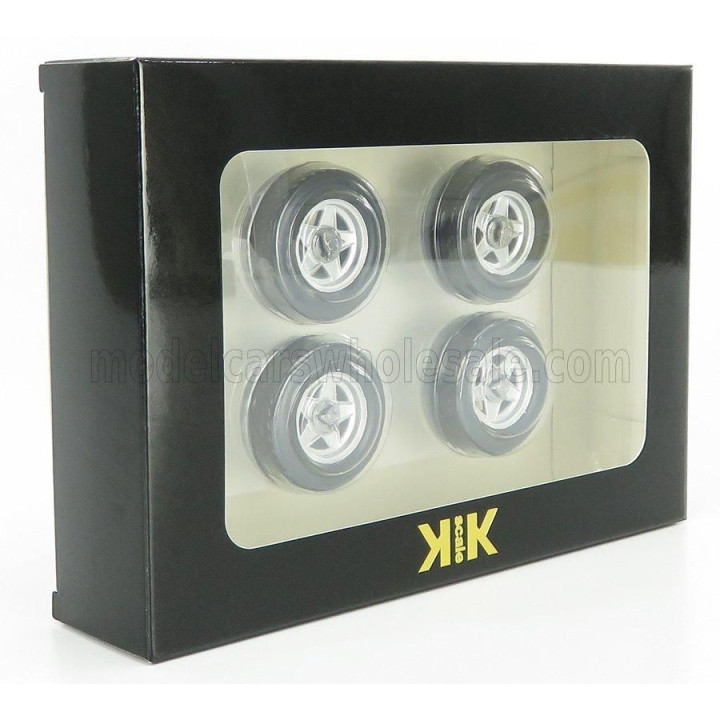 KK SCALE ACCESSORIES FERRARI 512BB -365GT4/BB - 4X WHEELS AND TYRE SET 1973 - BLACK 1/18