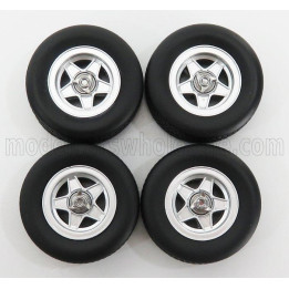 KK SCALE ACCESSORIES 4x  CROMODORA WHEEL AND TYRE SET 1969 FERRARI 365 GTB DAYTONA - BLACK 1/18